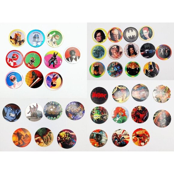 Lot Of 31 Vintage Power Caps Milk Caps Spawn, Power Rangers Goosebumps Gargoyles - Picture 1 of 9